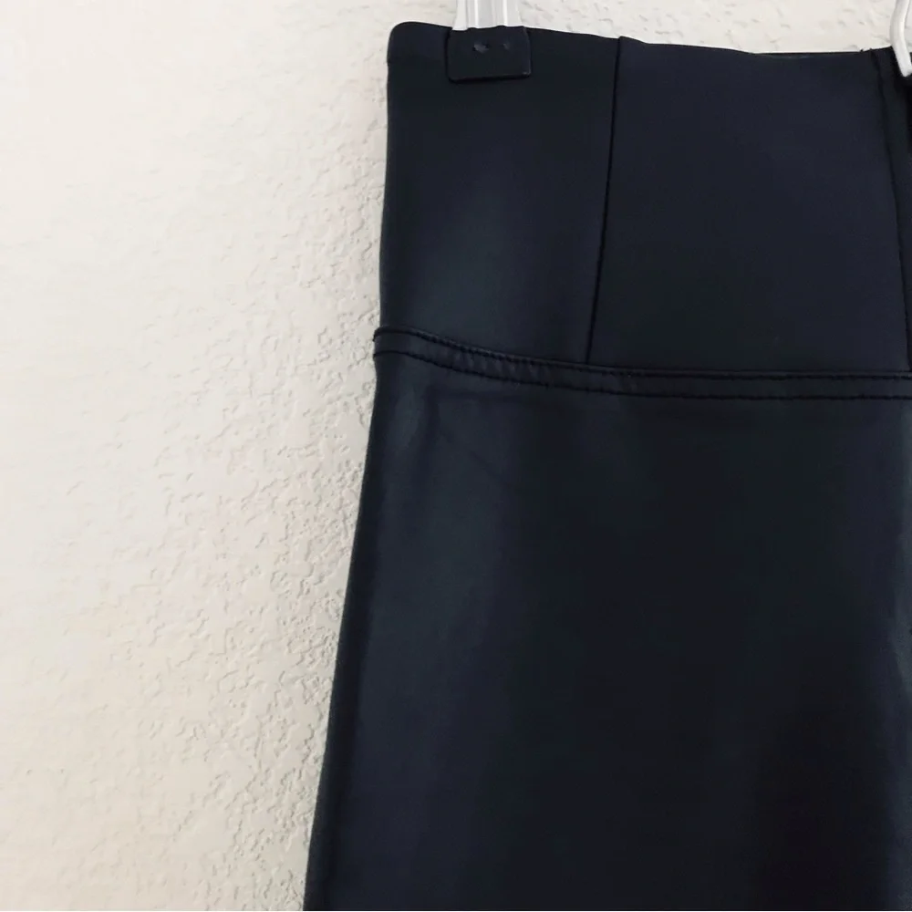 FREDDY WRUP Faux Leather High Waisted Pants Ankle Length Black